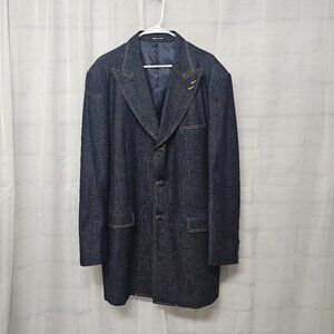 Milano Moda Denim Blazer Coat Blue Western Casual Unisex 46L